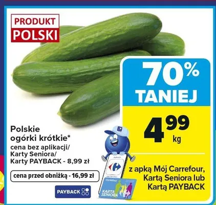 Ogórki krótkie polskie promocja w Carrefour