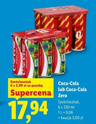 Napój gazowany Coca-Cola Zero 6-pak 330 ml promocja w Lidl