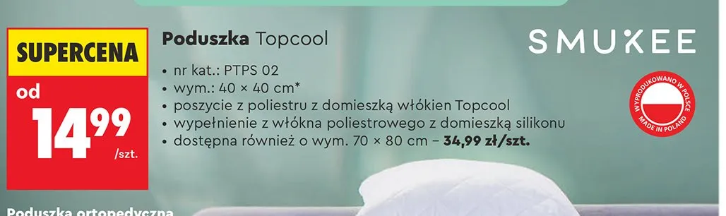 Poduszka Topcool SMUKEE 40x40 cm promocja w Biedronka