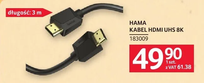 Kabel HDMI UHS 8K HAMA 183009 promocja w Selgros