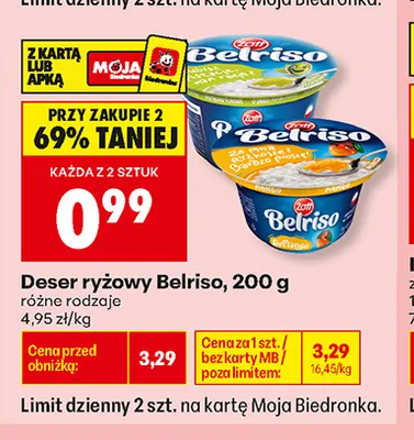 Deser ryżowy Belriso promocja w Biedronka