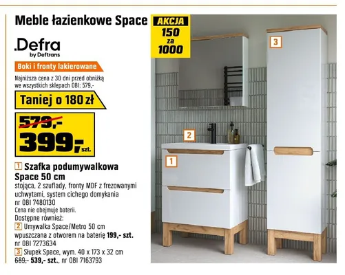 Szafka podumywalkowa Defra Space 50 cm promocja w OBI