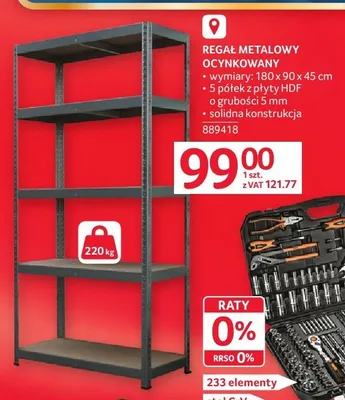 Regał metalowy ocynkowany 180x90x45cm promocja w Selgros