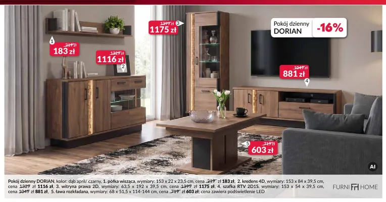 Półka wisząca Dorian Furni Home promocja w Salony Agata