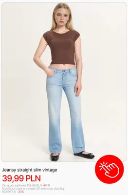 Jeansy straight slim vintage Cropp promocja w Cropp
