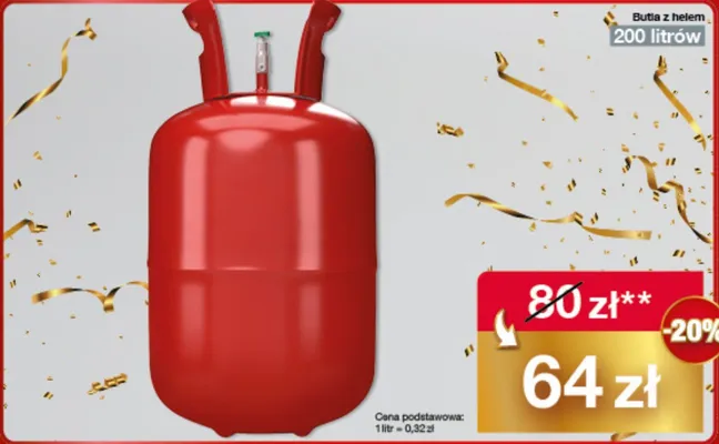 Butla z helem 200 litrów promocja w Woolworth