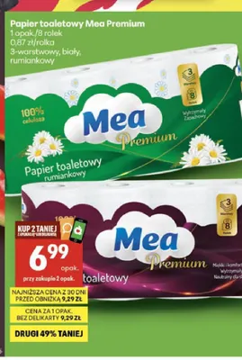 Papier toaletowy Mea Premium rumiankowy promocja w Delikatesy Centrum