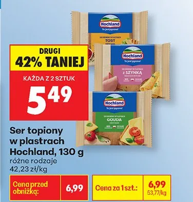 Ser topiony w plastrach Hochland, różne rodzaje promocja w Biedronka