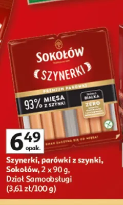 Szynerki parówki z szynki Sokołów promocja w Auchan