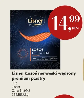 Lisner Łosoś norweski wędzony premium plastry promocja w Market Point