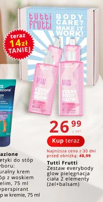 Zestaw żel + balsam do ciała everybody glow Tutti Frutti promocja w Poczta Polska