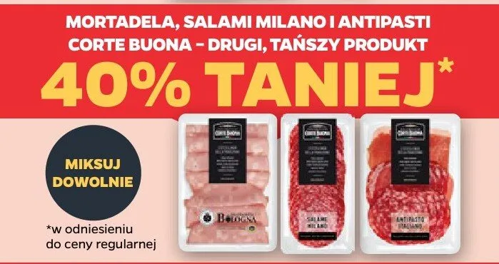 Mortadela, salami milano i antipasti corte buona promocja w Netto