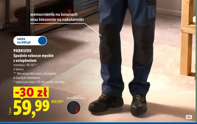 Spodnie robocze męskie z ociepleniem Parkside promocja w Lidl