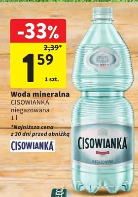 Woda mineralna Cisowianka niegazowana promocja w Intermarche