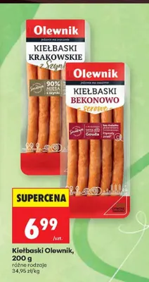 Kiełbaski bekonowo-serowe Olewnik promocja w Biedronka