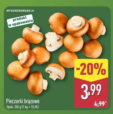 Pieczarki brązowe promocja w Aldi