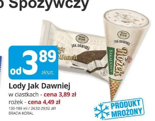 Lody rożek Koral Jak Dawniej promocja w Marketvita