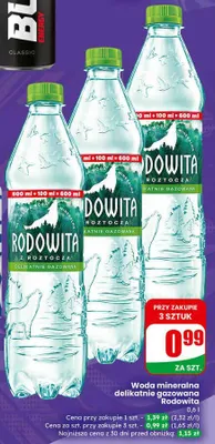 Woda mineralna delikatnie gazowana Rodowita promocja w Dino