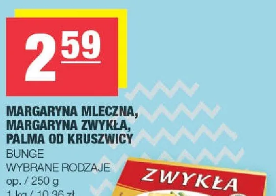 Margaryna mleczna, margaryna zwykła, palma od Kruszwicy promocja w SPAR