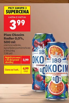 Piwo bezalkoholowe Okocim sycylijska pomarańcza z limonką promocja w Biedronka