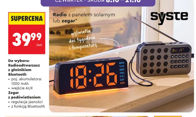 Radioodtwarzacz z głośnikiem Bluetooth Syste promocja w Biedronka