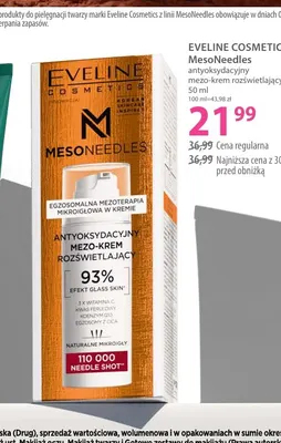 Antyoksydacyjny mezo-krem rozświetlający MesoNeedles Eveline Cosmetics promocja w Hebe
