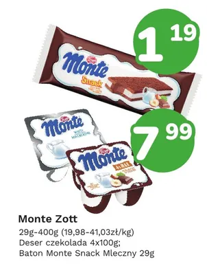Deser czekolada 4-pak Monte Zott promocja w Limonka