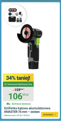 Szlifierka kątowa akumulatorowa XMASTER 76 mm - zestaw promocja w ERLI