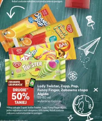 Lody Zabawna stopa Algida promocja w Delikatesy Centrum
