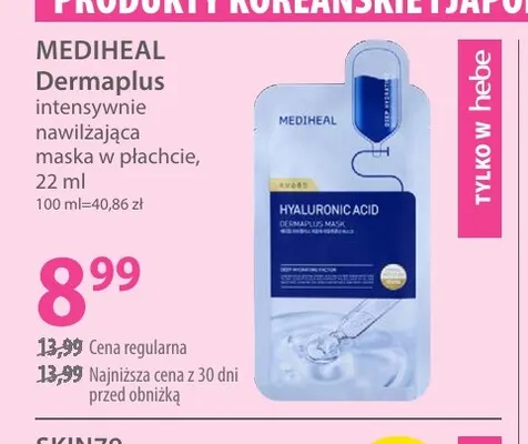 Dermaplus intensywnie nawilżająca maska w płachcie Mediheal promocja w Hebe