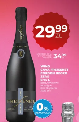 Wino bezalkoholowe Cava Freixenet Cordon Negro promocja w Duży Ben
