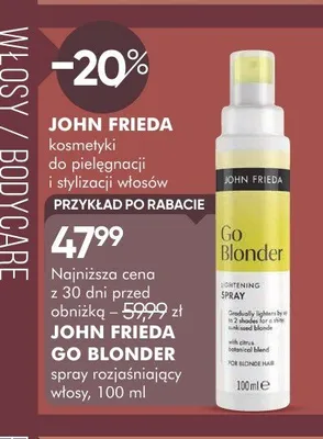 Spray rozjaśniający włosy John Frieda Go Blonder promocja w Super-Pharm