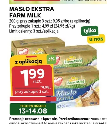 Masło ekstra Farm Milk promocja w Stokrotka