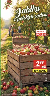 Jabłka luzem w skrzyni promocja w Delikatesy Centrum