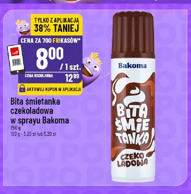 Bita śmietanka czekoladowa w sprayu Bakoma promocja w POLOmarket