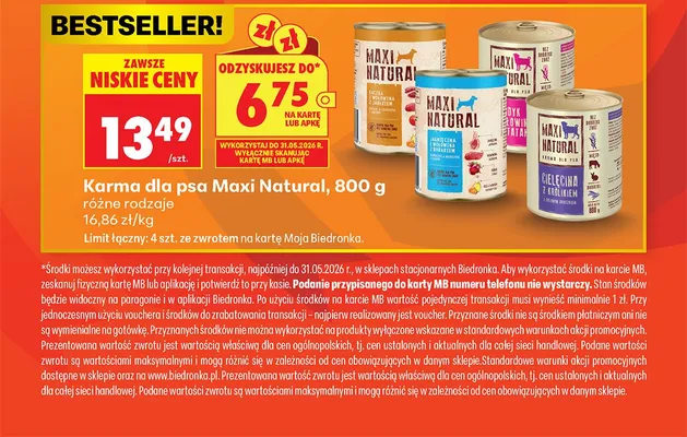 Karma mokra dla psa 800g, różne rodzaje promocja w Biedronka