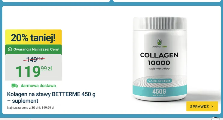 Kolagen na stawy Betterme 450 g promocja w ERLI