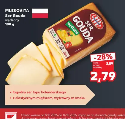 Ser Gouda wędzony Mlekovita promocja w Kaufland