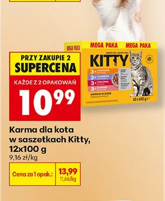 Karma dla kota w saszetkach Kitty 12-pak 100 g promocja w Biedronka
