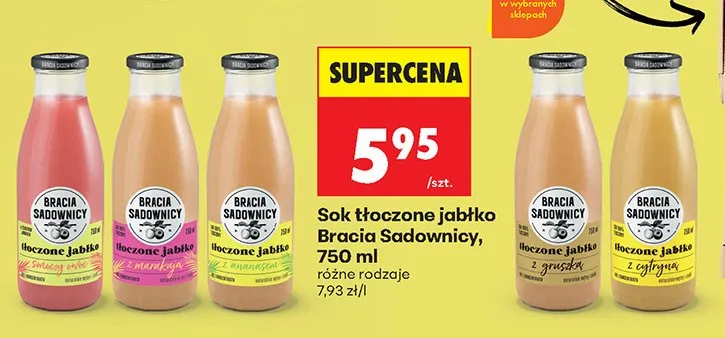 Sok tłoczone jabłko różne rodzaje promocja w Biedronka