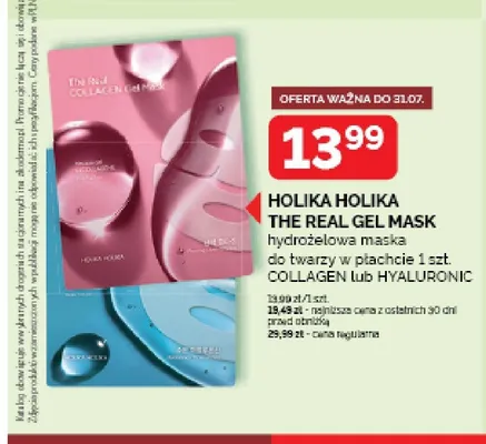 Maska hydrożelowa do twarzy w płachcie Holika Holika The Real Gel Mask Hyaluronic promocja w Ziko Dermo