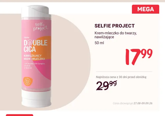 Krem-mleczko do twarzy nawilżające Selfie Project promocja w Rossmann