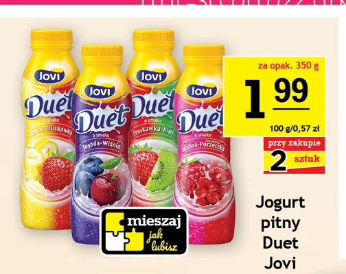 Jogurt pitny jagoda-wiśnia Duet Jovi promocja w Gram Market