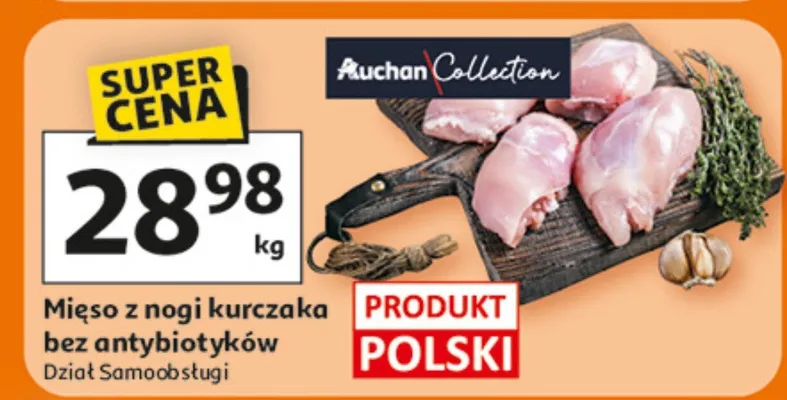 Mięso z nogi kurczaka bez antybiotyków promocja w Auchan