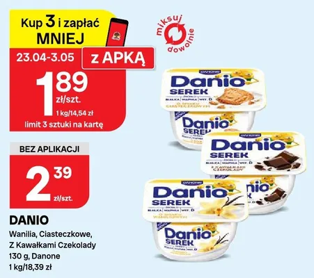 Serek Danio wanilia, ciasteczkowe, z kawałkami czekolady promocja w Chorten