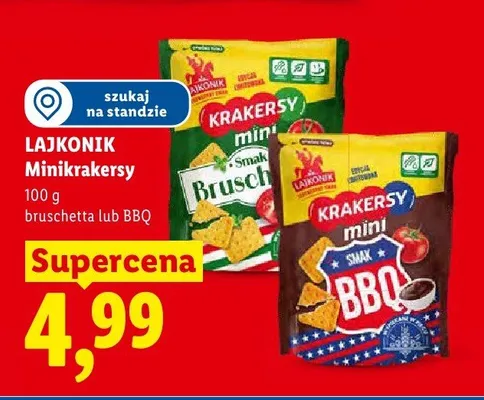 Krakersy Lajkonik Minikrakersy bruschetta promocja w Lidl
