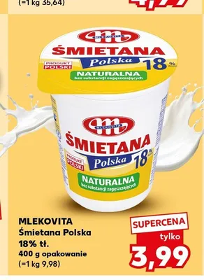Śmietana Polska 18% Mlekovita promocja w Kaufland