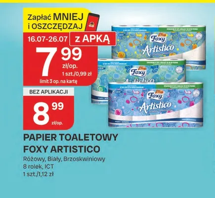 Papier toaletowy Foxy Artistico Biały 8-pak promocja w Chorten