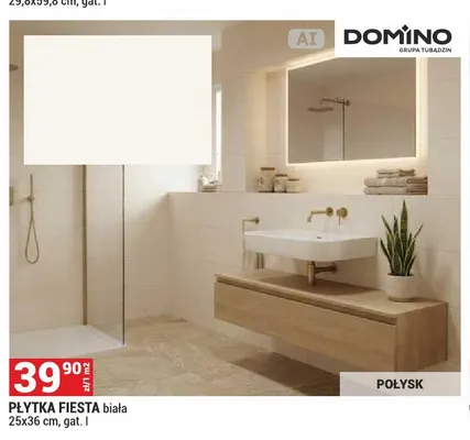Płytka Fiesta biała 25x36 cm Domino promocja w Merkury Market