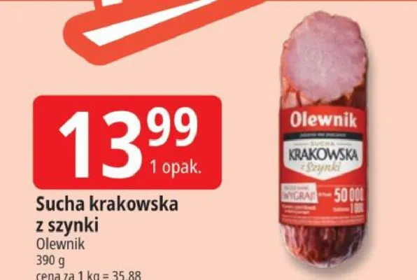 Sucha krakowska z szynki Olewnik promocja w Leclerc